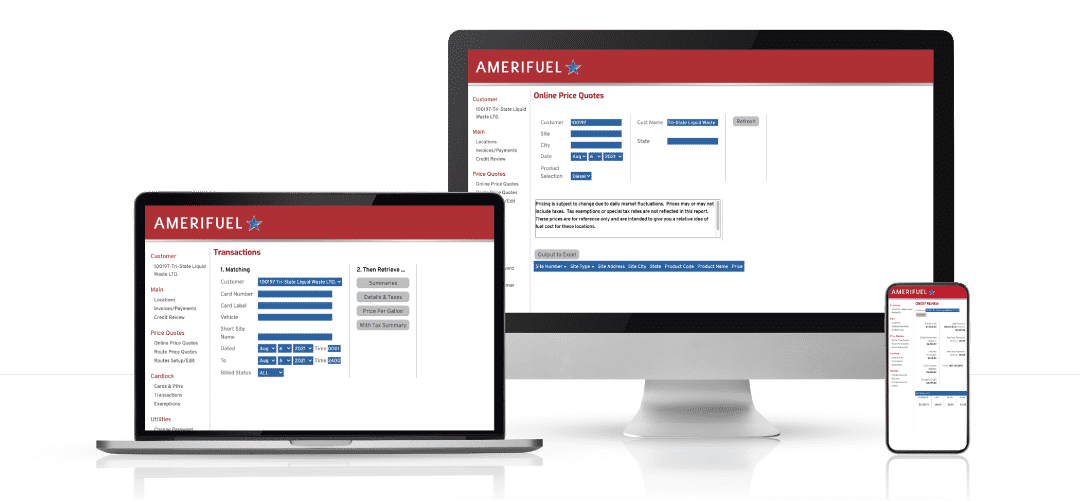 amerifuel website view in desktop laptop and mobile